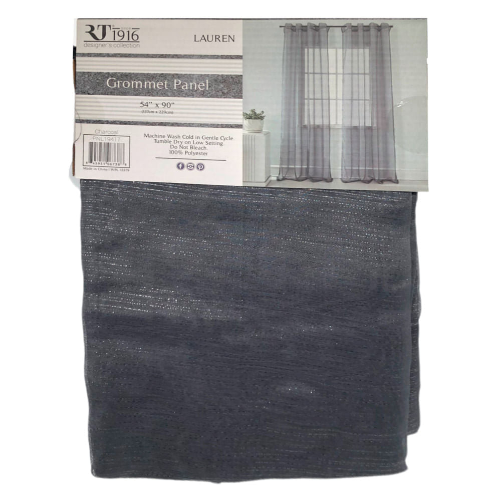 Cortina Rt Designer Lauren Con Aros 54" x 90" - Gris