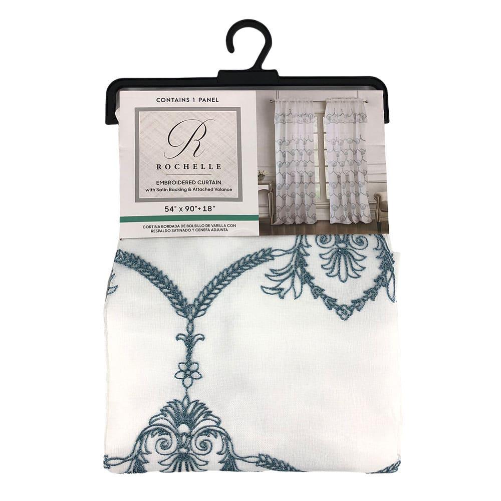 Cortina Rt Designer Rochelle Rodpocket 54" x 84" - Aguamarina Oscuro