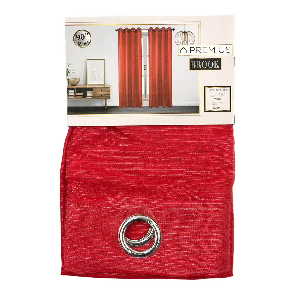 Cortina Sally Textile Brook Con Aros 54" x 90" - Rojo