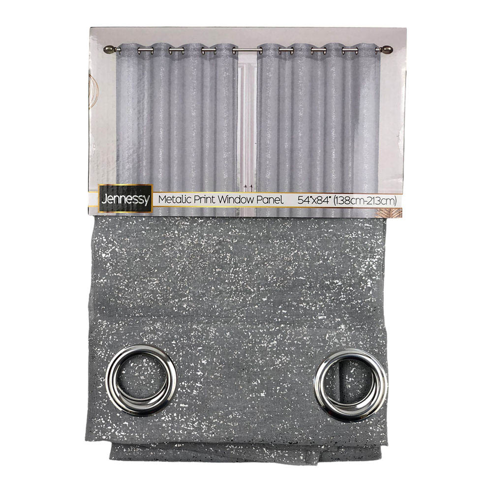 Cortina Sally Textile Jennessy Con Aros 54" x 84" - Gris Claro