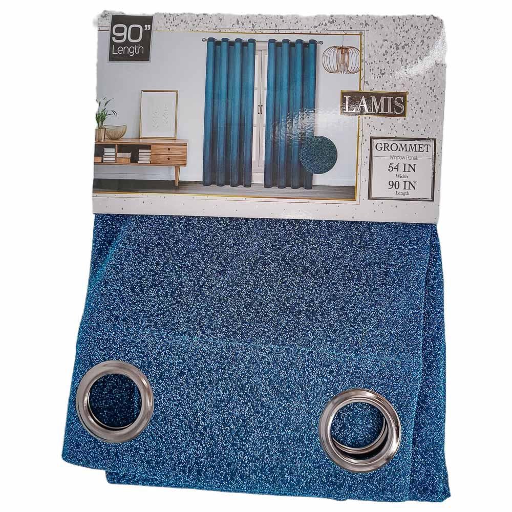 Cortina Sally Textile Lamis Con Aros de 54" x 90" - Azul