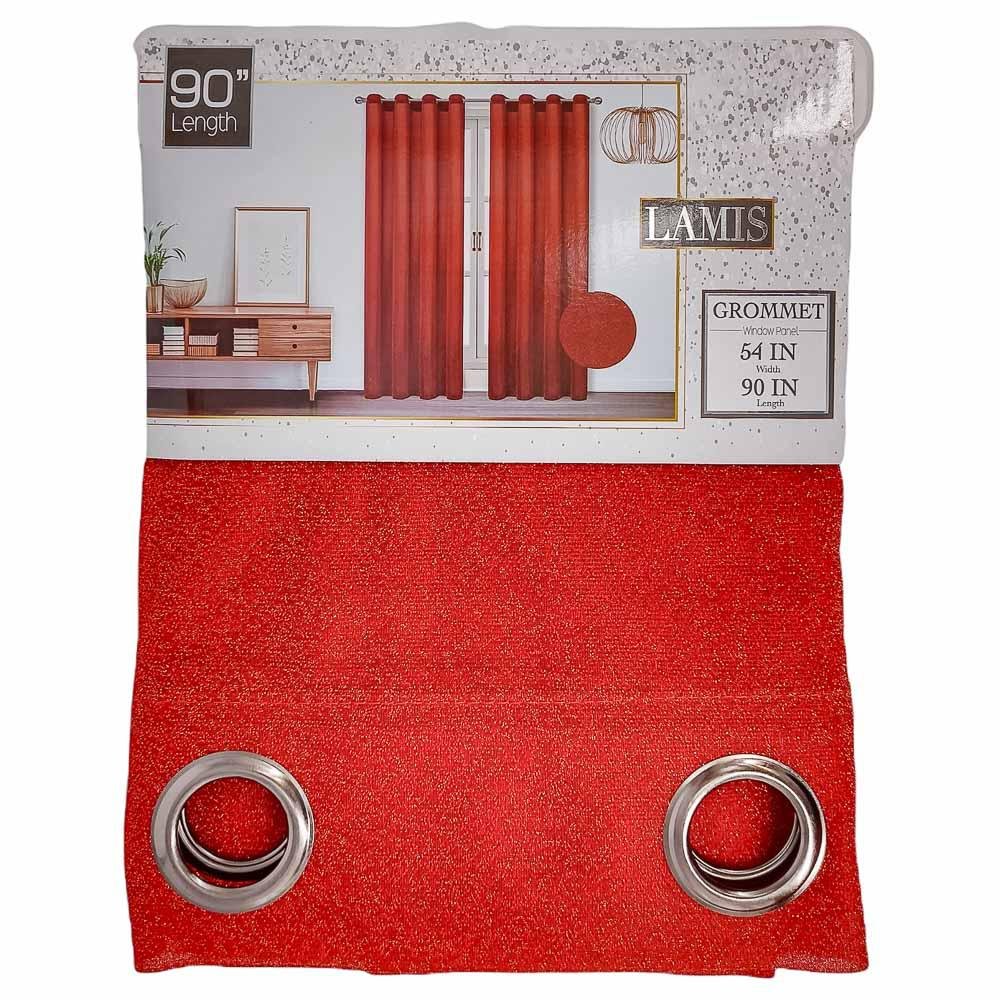 Cortina Sally Textile Lamis Con Aros de 54" x 90" - Rojo
