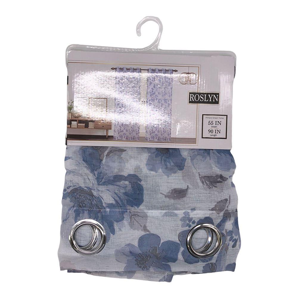 Cortina Sally Textile Roslyn Con Aros de 55" x 90" - Azul Marino