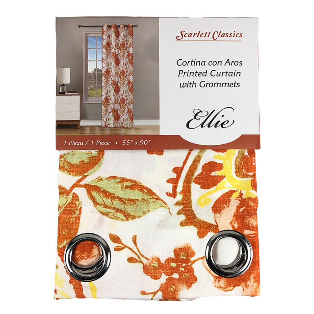 Cortina Scarlett Classics Ellie Con Aros Estampada 55" x 90" - Naranja