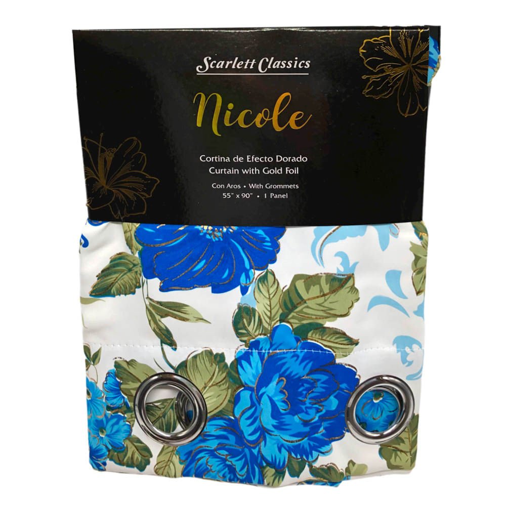 Cortina Scarlett Classics Nicole Blackout Con Aros 55" x 90" - Azul