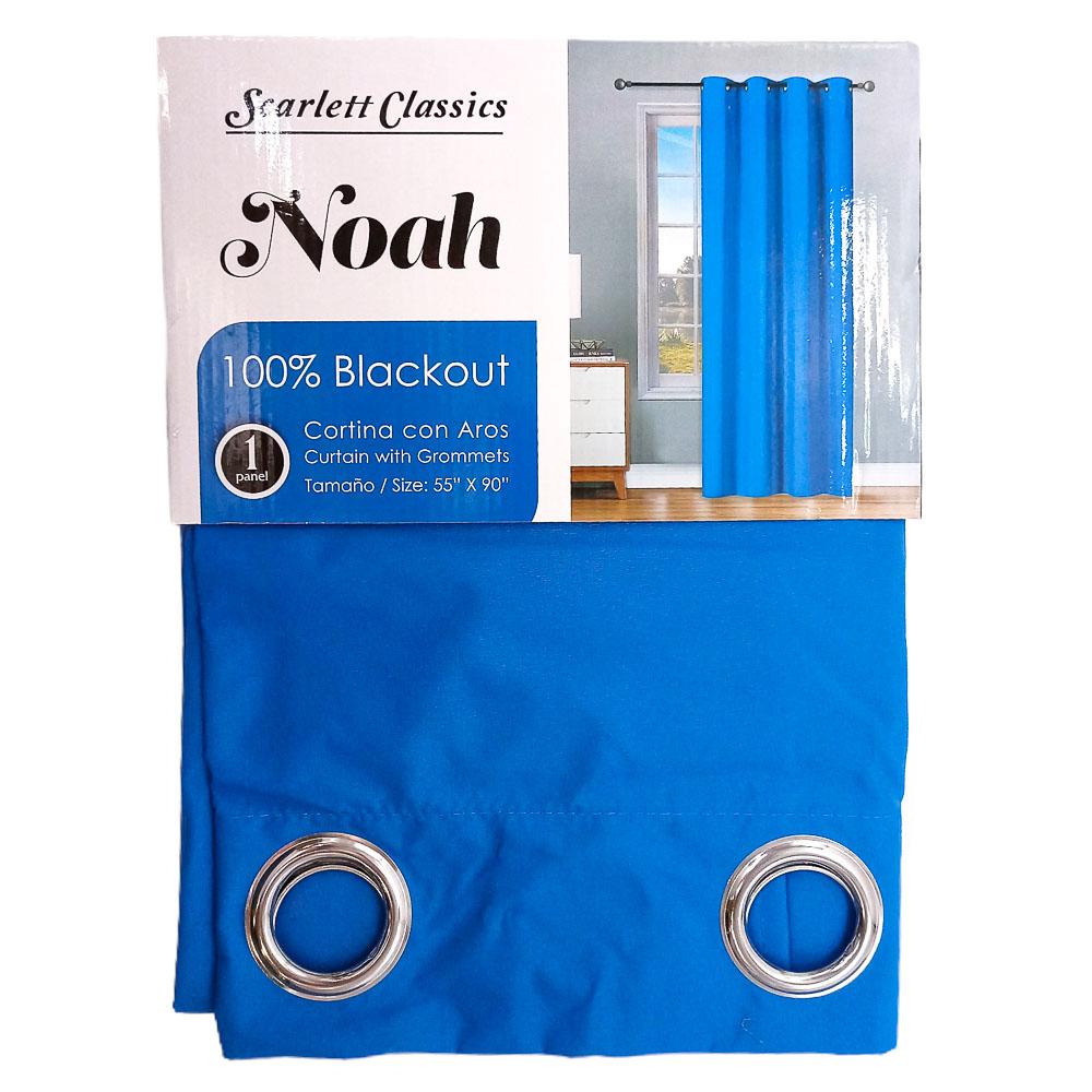Cortina Scarlett Classics Noah Blackout Con Aros de 55" x 90" - Azul