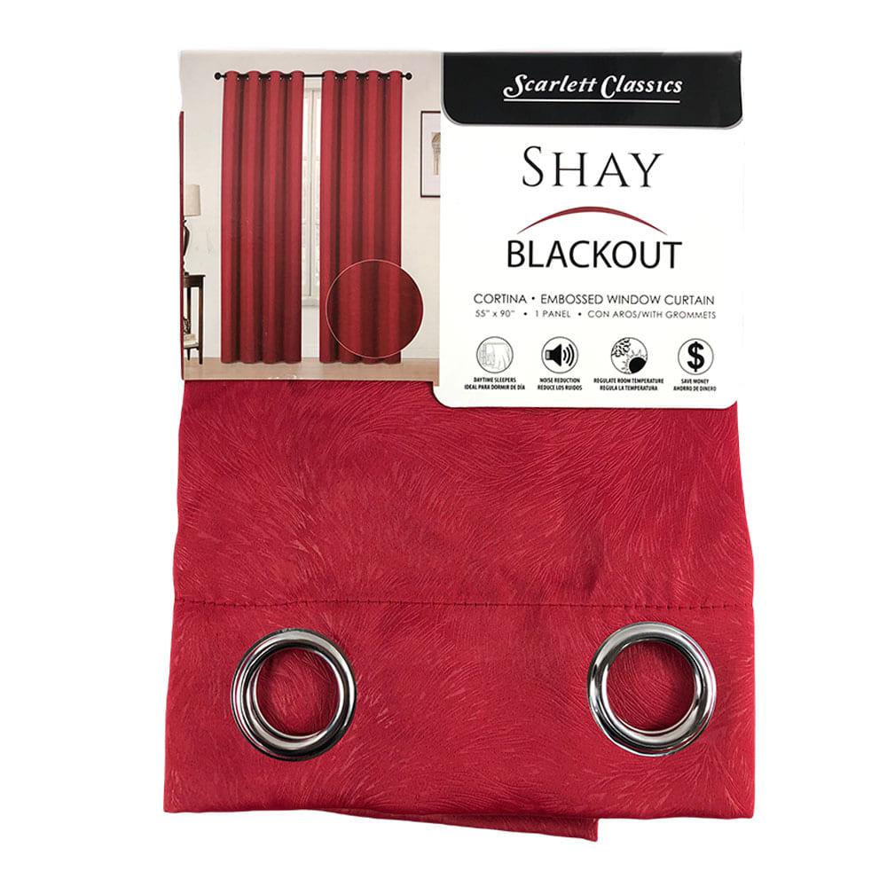 Cortina Scarlett Classics Shay Blackout Con Aros 55" x 90" - Rojo