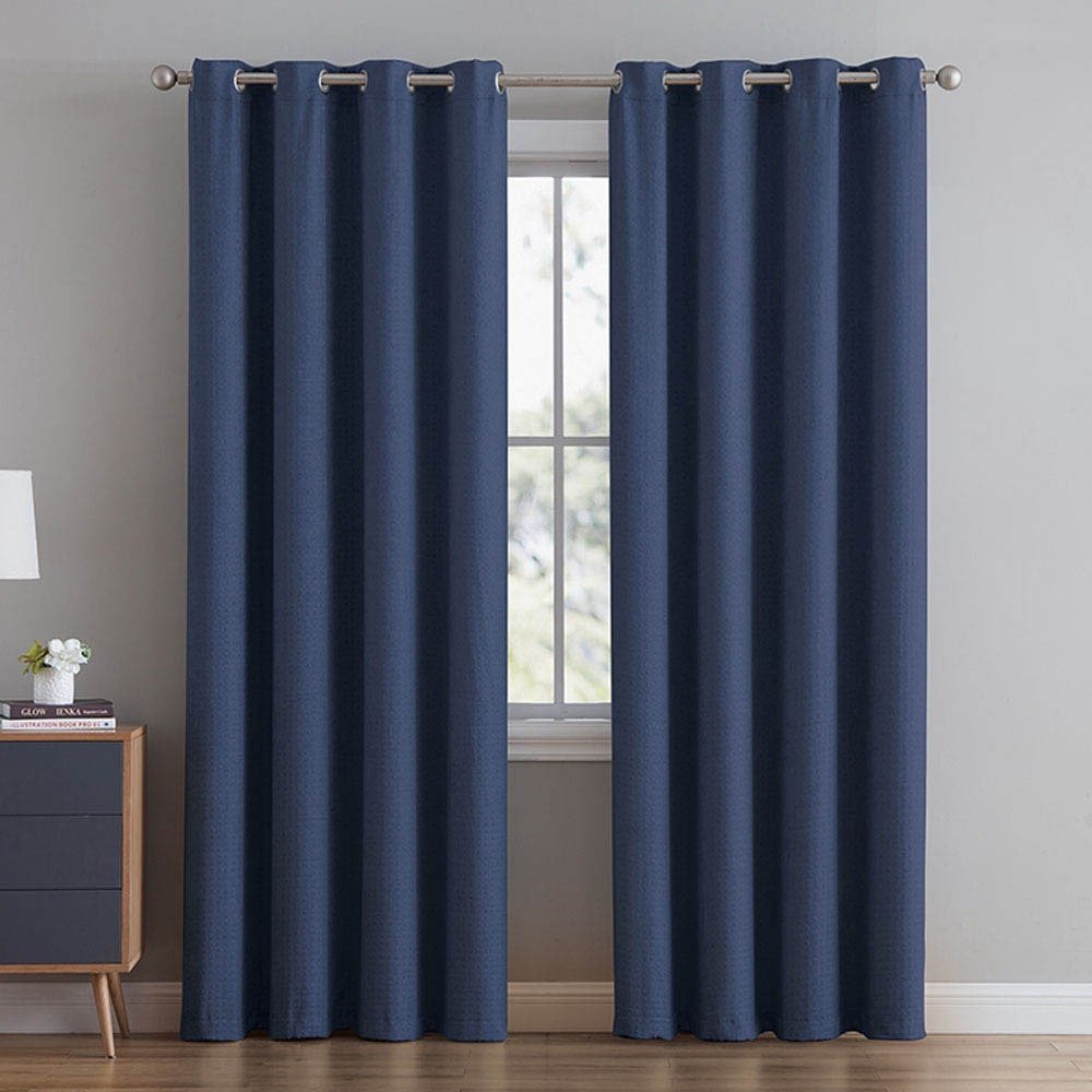 Cortina Victoria Classics Bethany Blackout Con Aros 52" x 90" - Azul Marino