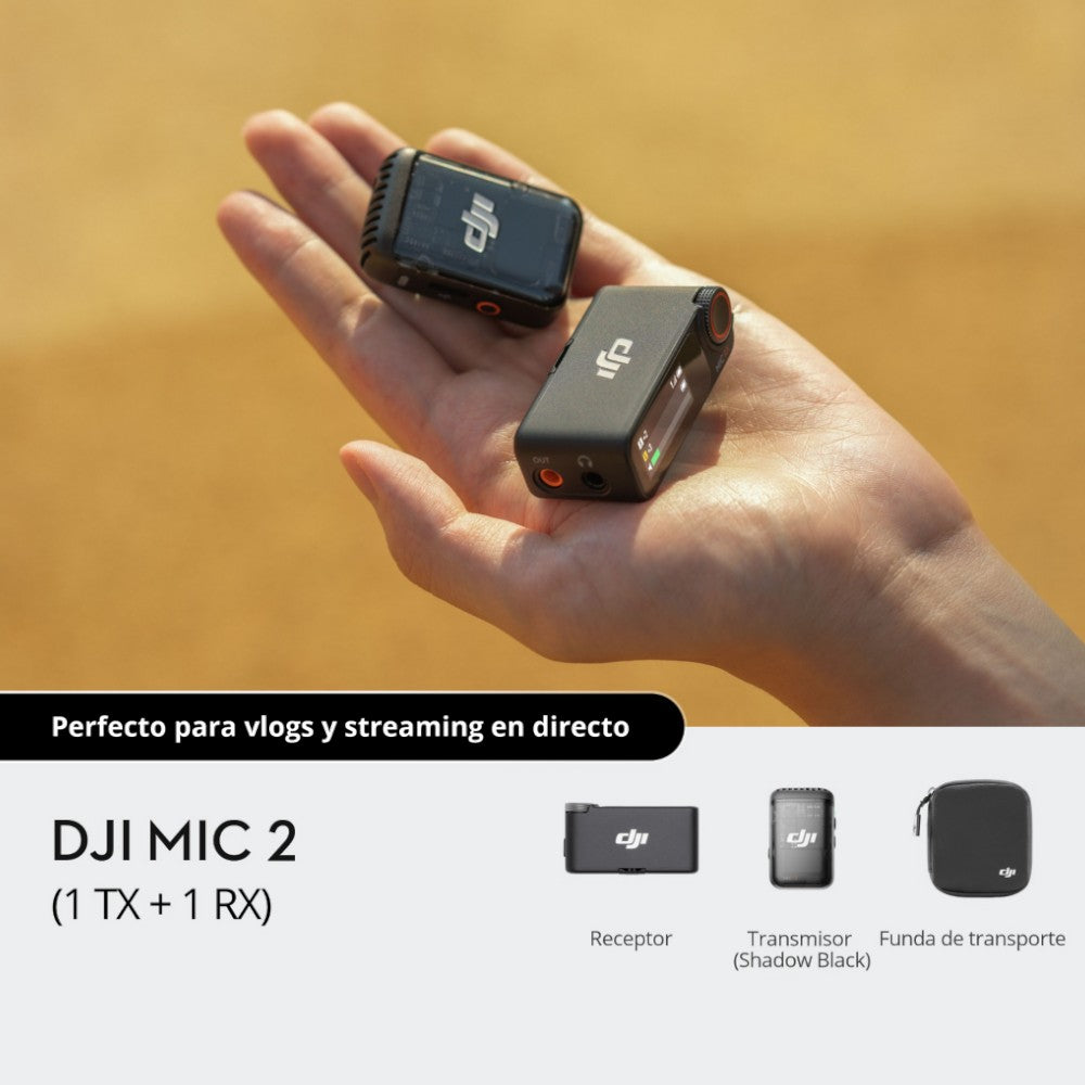 Microfono DJI Mic 2 (1 TX + 1 RX) / 250m de Alcance