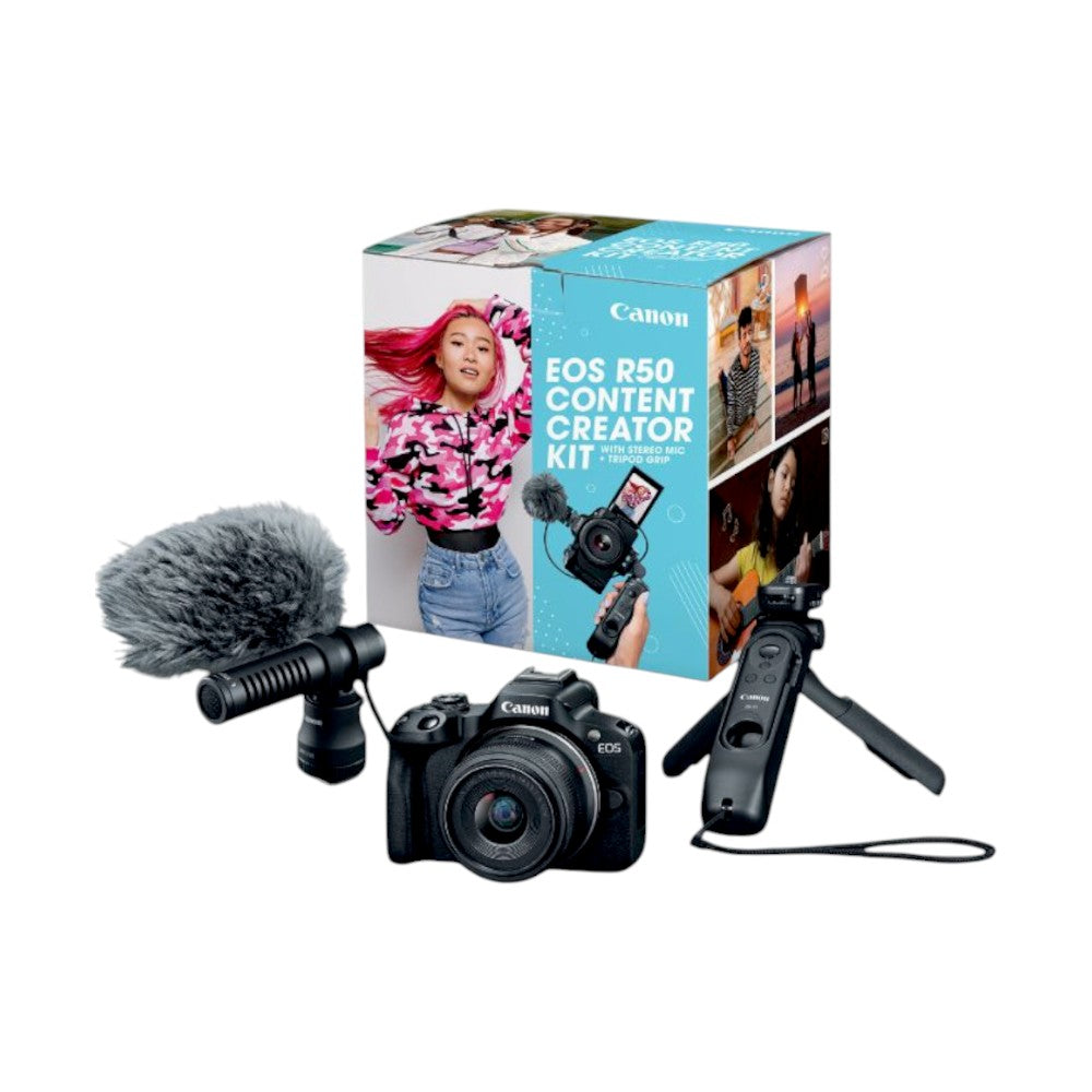 Cámara Canon EOS R50 Content Creator Kit / 5811C059AA / Negro