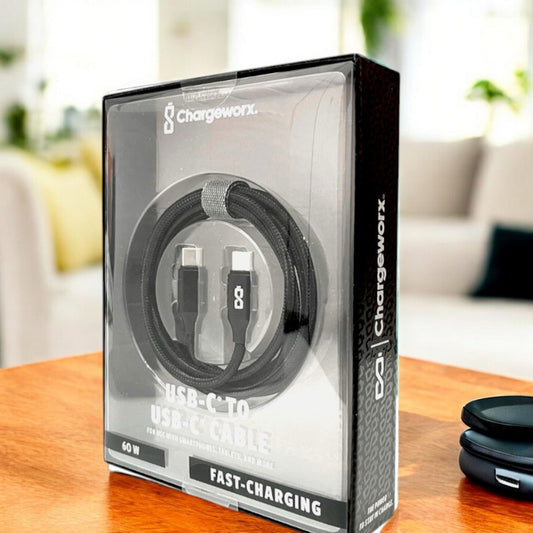 Cable Cargador Chargeworx de Nylon Tuff / 10Ft / 20W / Negro