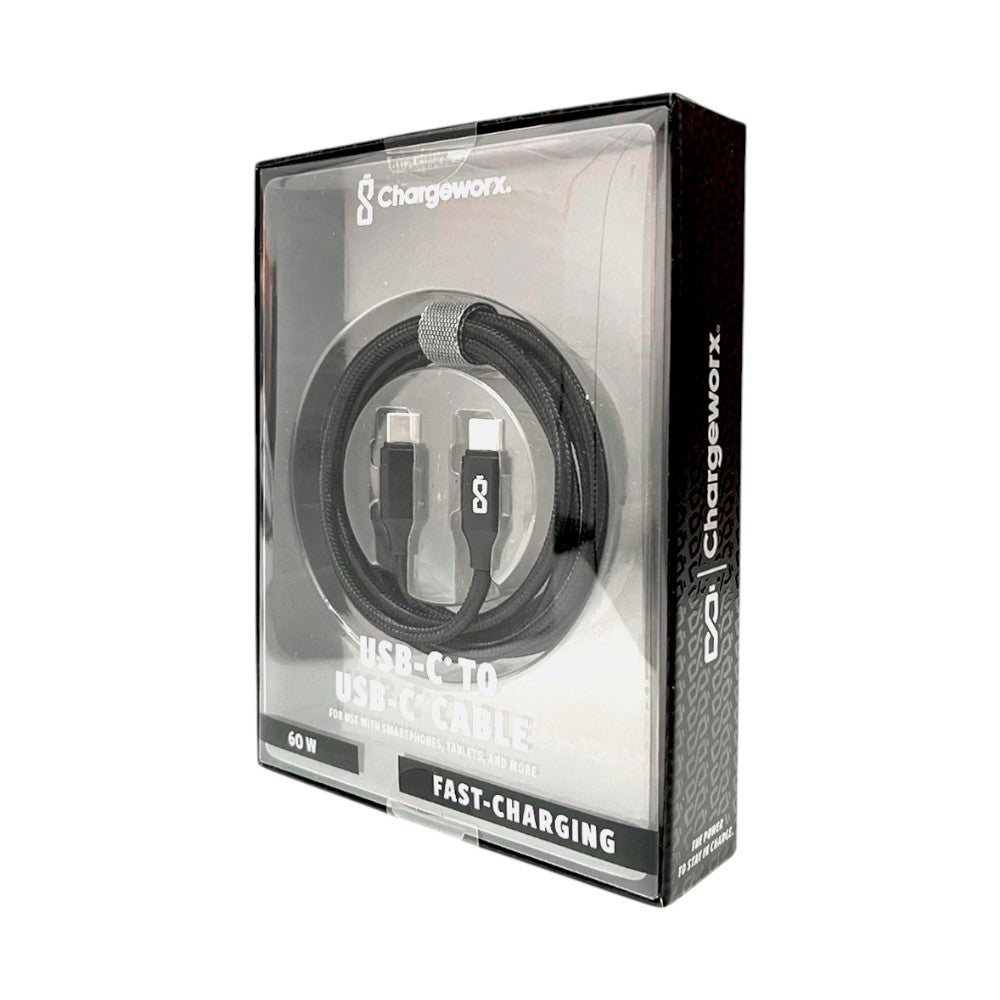 Cable Cargador Chargeworx de Nylon Tuff / 10Ft / 20W / Negro
