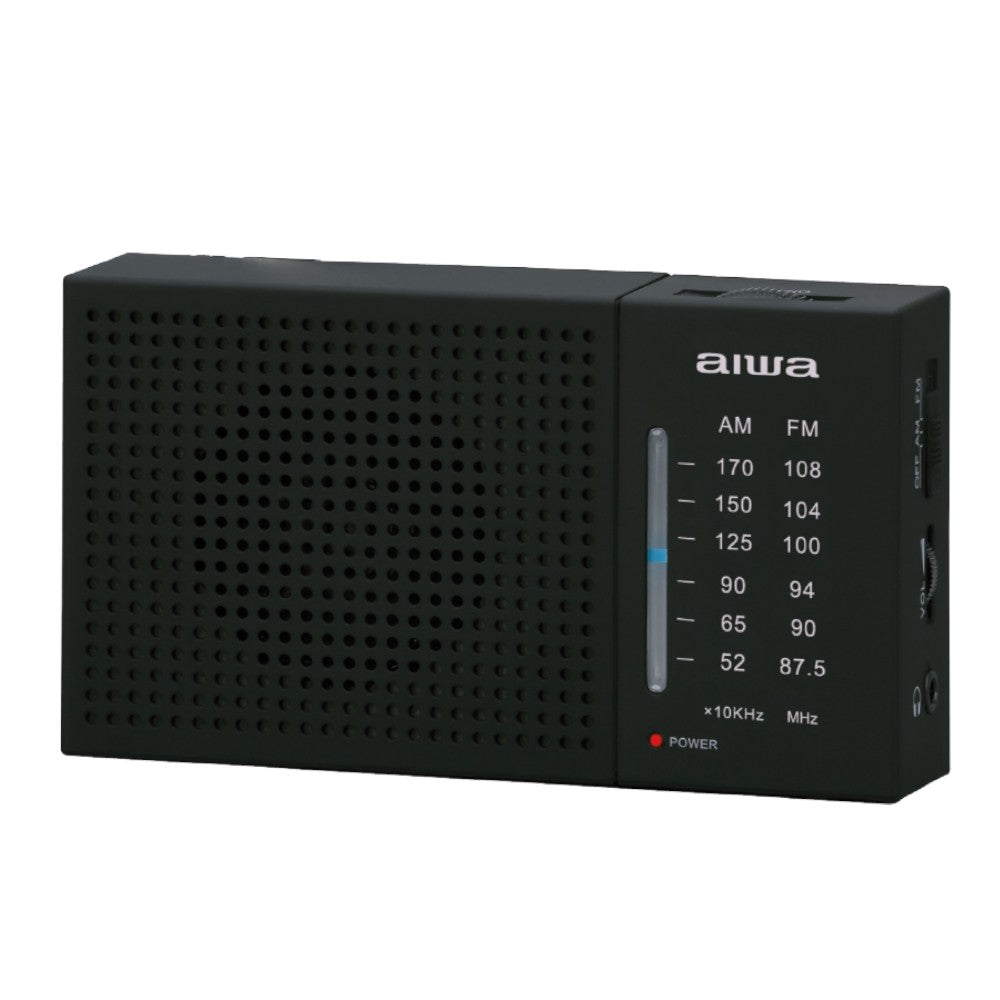 Radio AIWA portátil AM/FM. Diseño clásico, compacto y liviano. Ideal para viajes, exteriores y emergencias. En Titán Panamá.