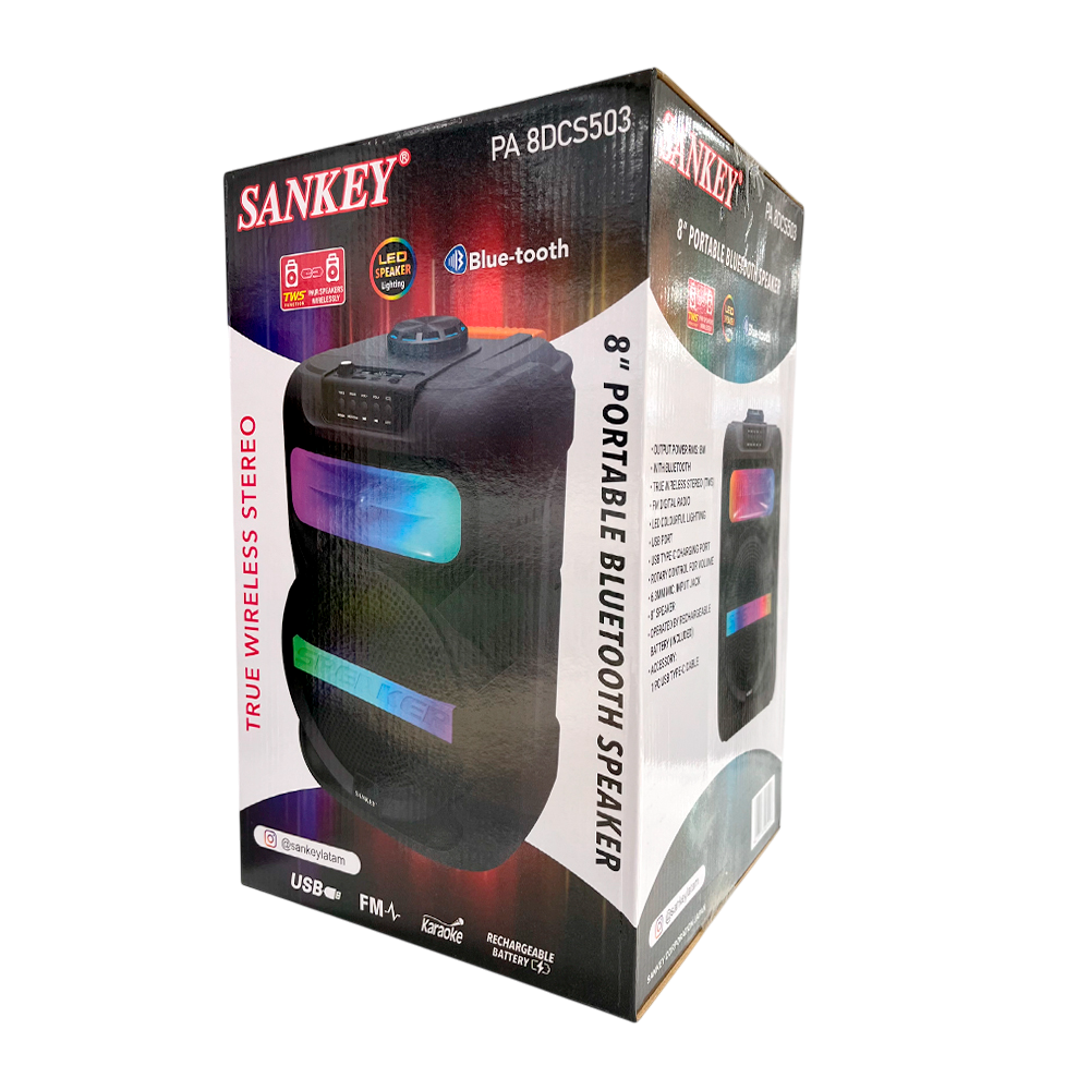 Bocina Portátil Sankey de 8" / Bluetooth / 8W