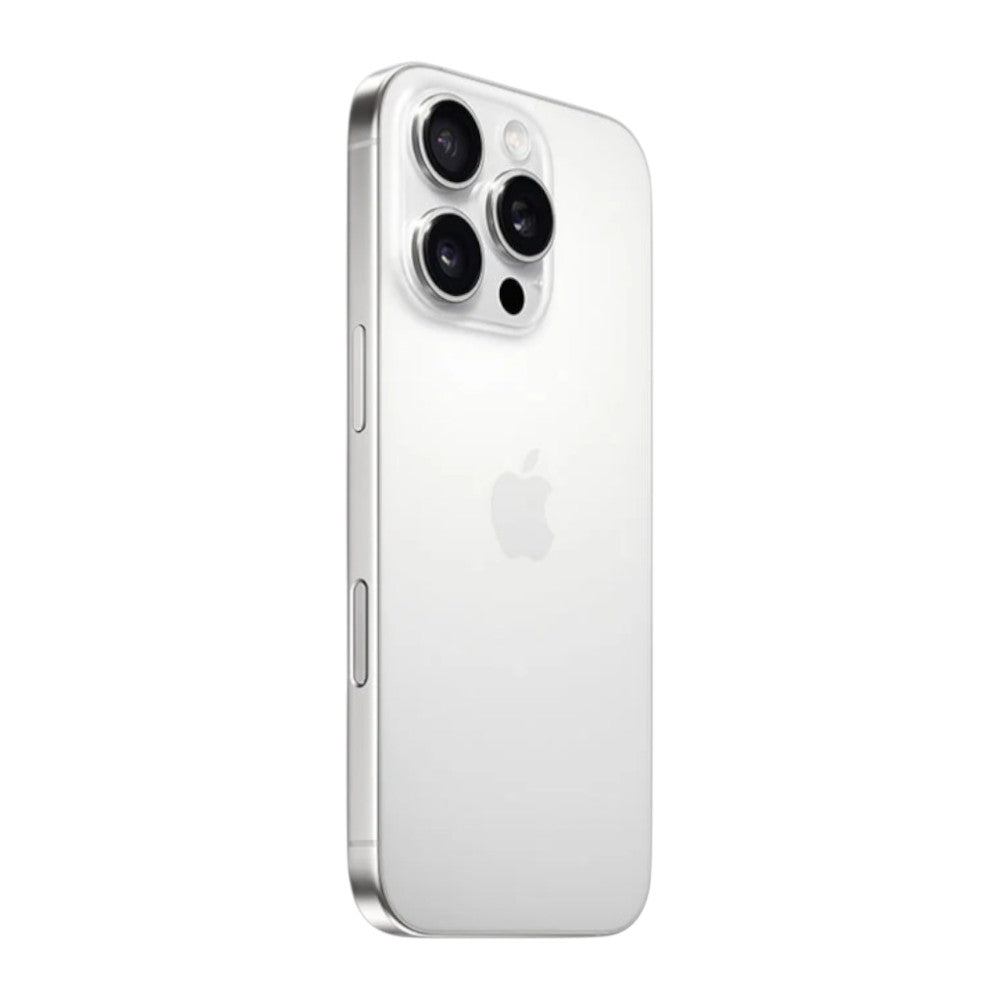 iPhone 16 Pro Max 512GB en blanco con pantalla OLED de 6.9”, cámaras Pro de 48 MP, grabación 4K. En Titán Panamá.
