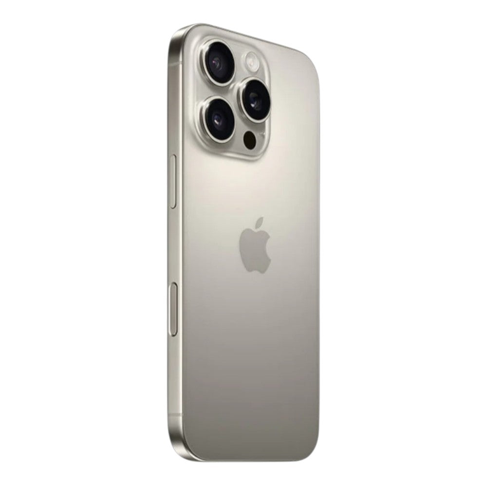 iPhone 16 Pro Max 512GB en titanio natural con pantalla OLED de 6.9”, cámaras Pro de 48 MP, grabación 4K. En Titán Panamá.