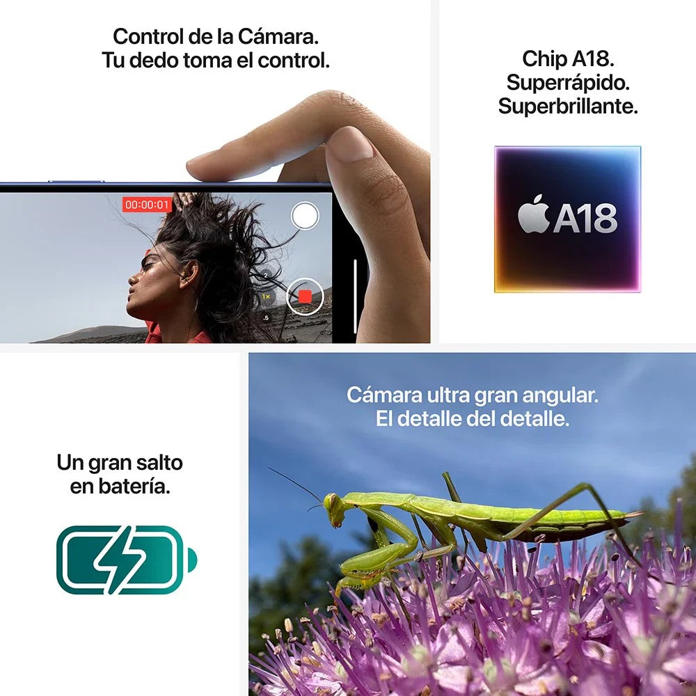 iPhone 16 de 256GB / Sim Fisico / Verde Azulado