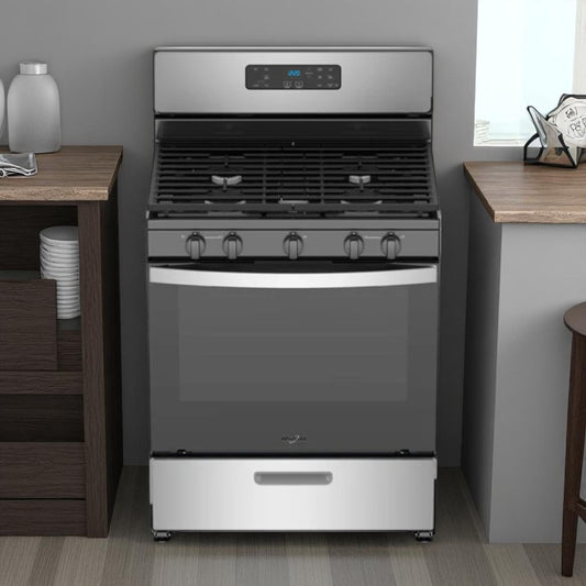 Estufa a Gas Whirlpool 30” / 5 Quemadores / Acero Inoxidable / LWF7700S