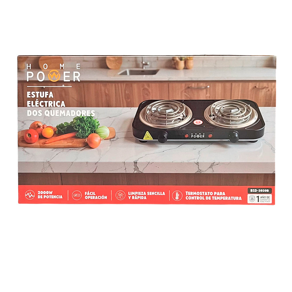 Estufa Eléctrica de Mesa Home Power / 2 Quemadores / Surtida