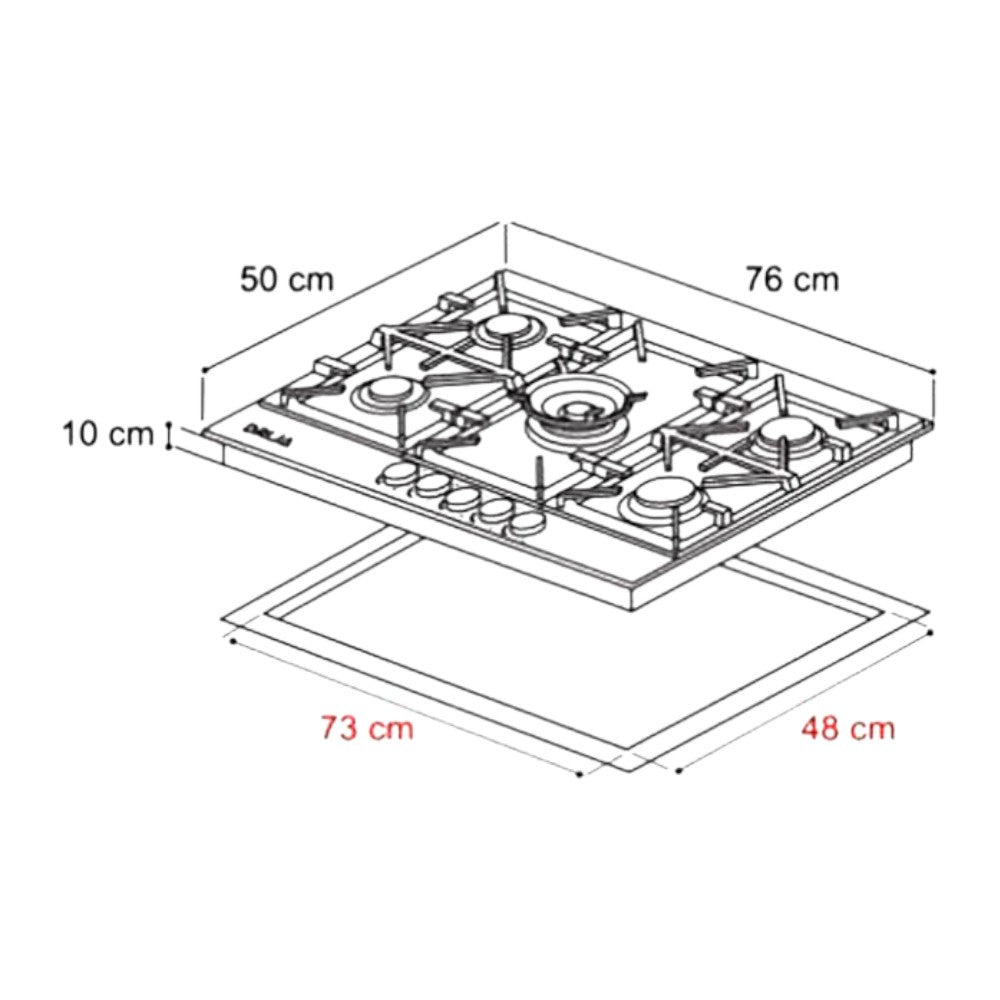 Estufa A Gas Drija / 5 Quemadores / Acero Inoxidable