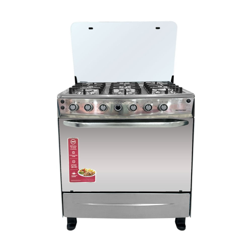 Estufa A Gas Premier 30" / 6 Quemadores / Horno de Gas / Acero Inoxidable
