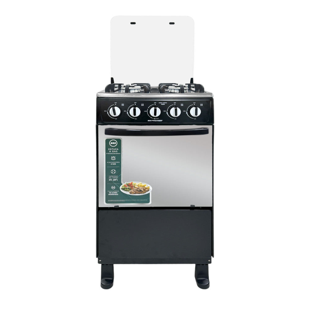 Estufa A Gas Premier 20" / 4 Quemadores / Negro