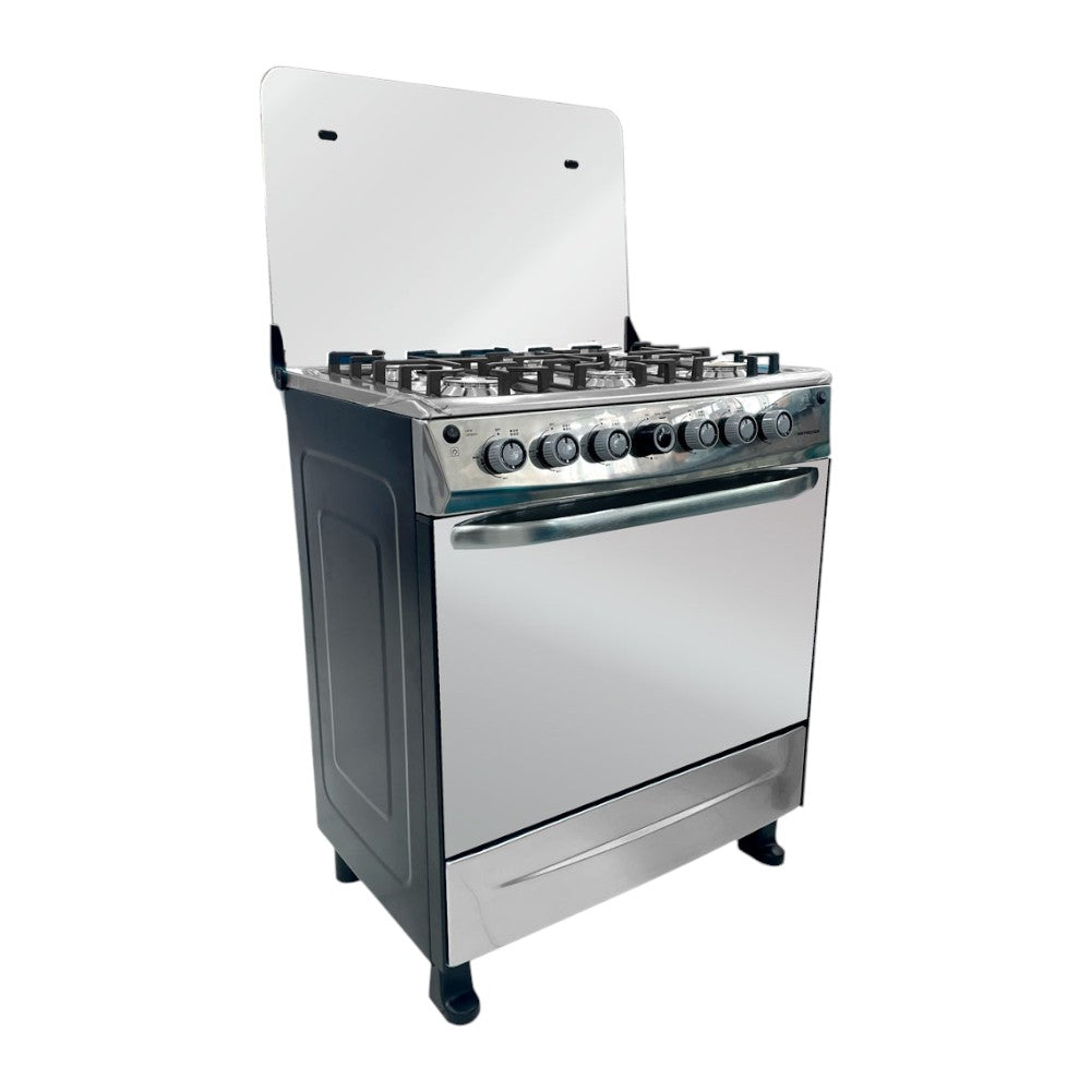 Estufa A Gas 30" / 6 Quemadores / Horno de Gas / Negro