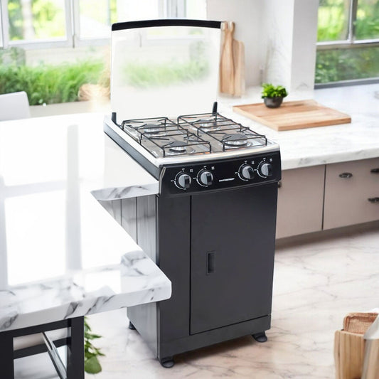 Estufa A Gas Premier de 4 Quemadores / Negro / Con Compartimiento