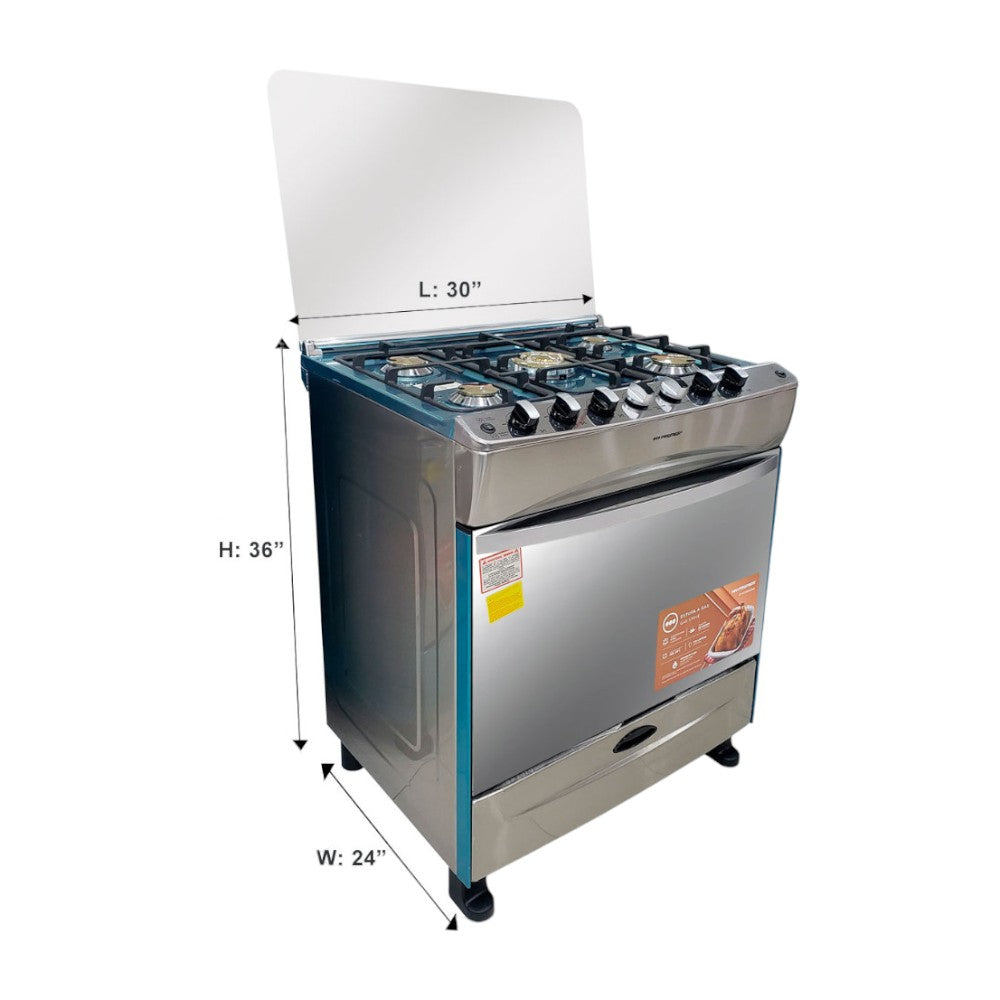 Estufa A Gas Premier 30" / 5 Quemadores / Acero Inoxidable