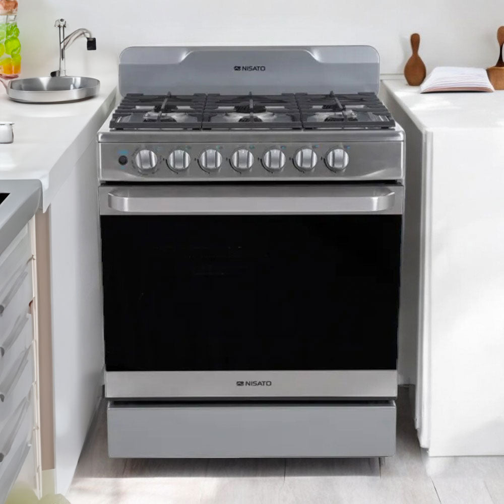 Estufa a Gas Nisato 6 Quemadores 30” /Acero Inoxidable con Air Fryer
