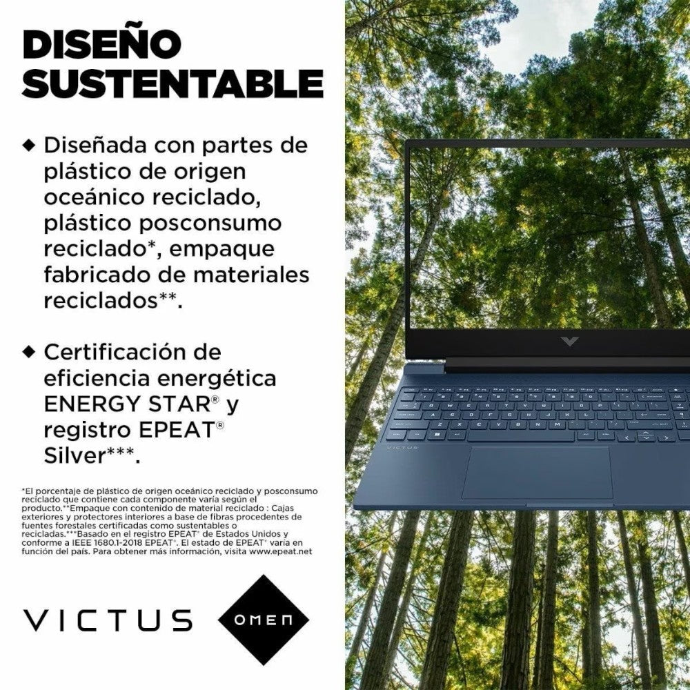 Laptop HP Victus 15-fa1097la | Intel® Core™ i7 | 16GB RAM | RTX 4050 | SSD 1TB | 15.6” FHD | Azul intenso