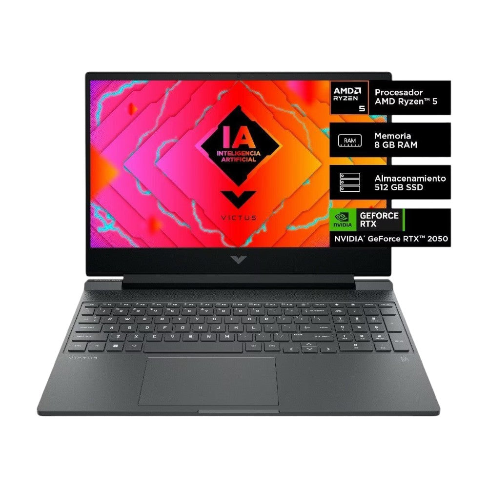 Laptop HP Victus Gaming 15" – AMD Ryzen™ 5 / 8GB RAM / RTX™ 2050 / FHD / Mica Silver