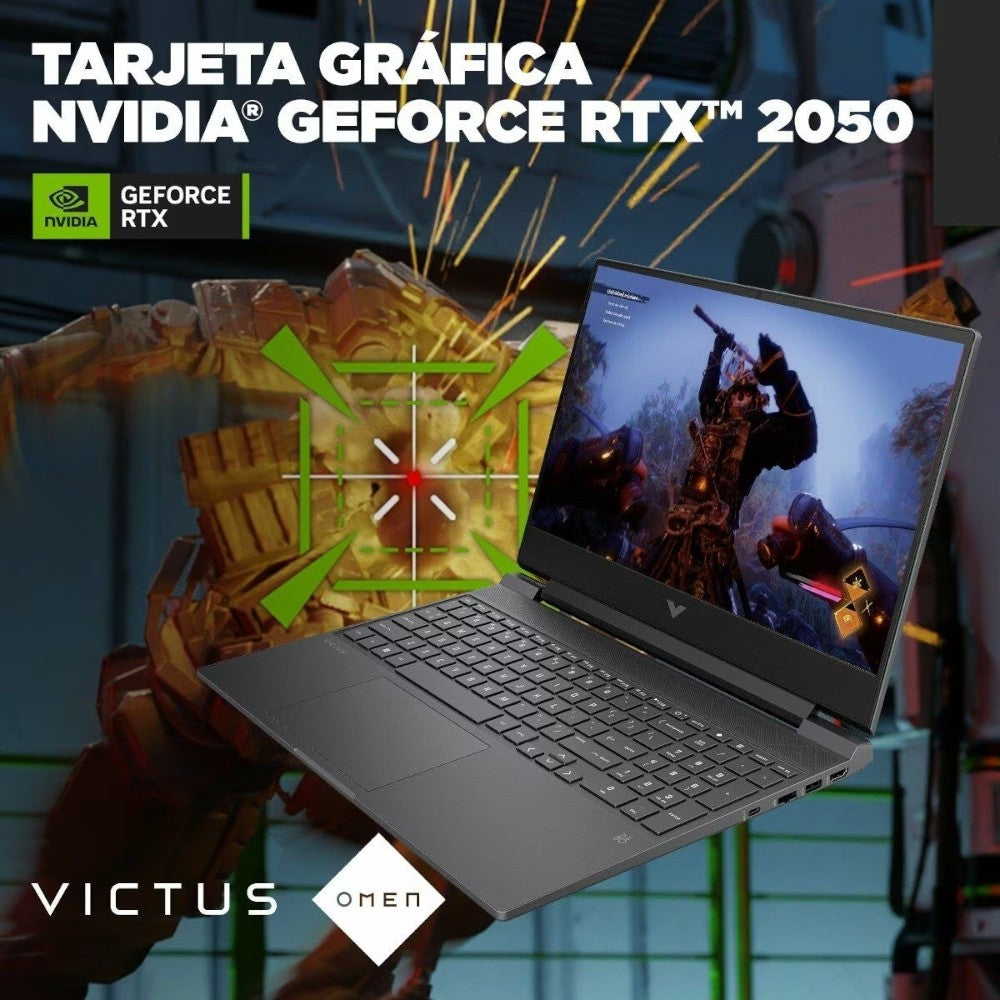 Laptop HP Victus Gaming 15" – AMD Ryzen™ 5 / 8GB RAM / RTX™ 2050 / FHD / Mica Silver