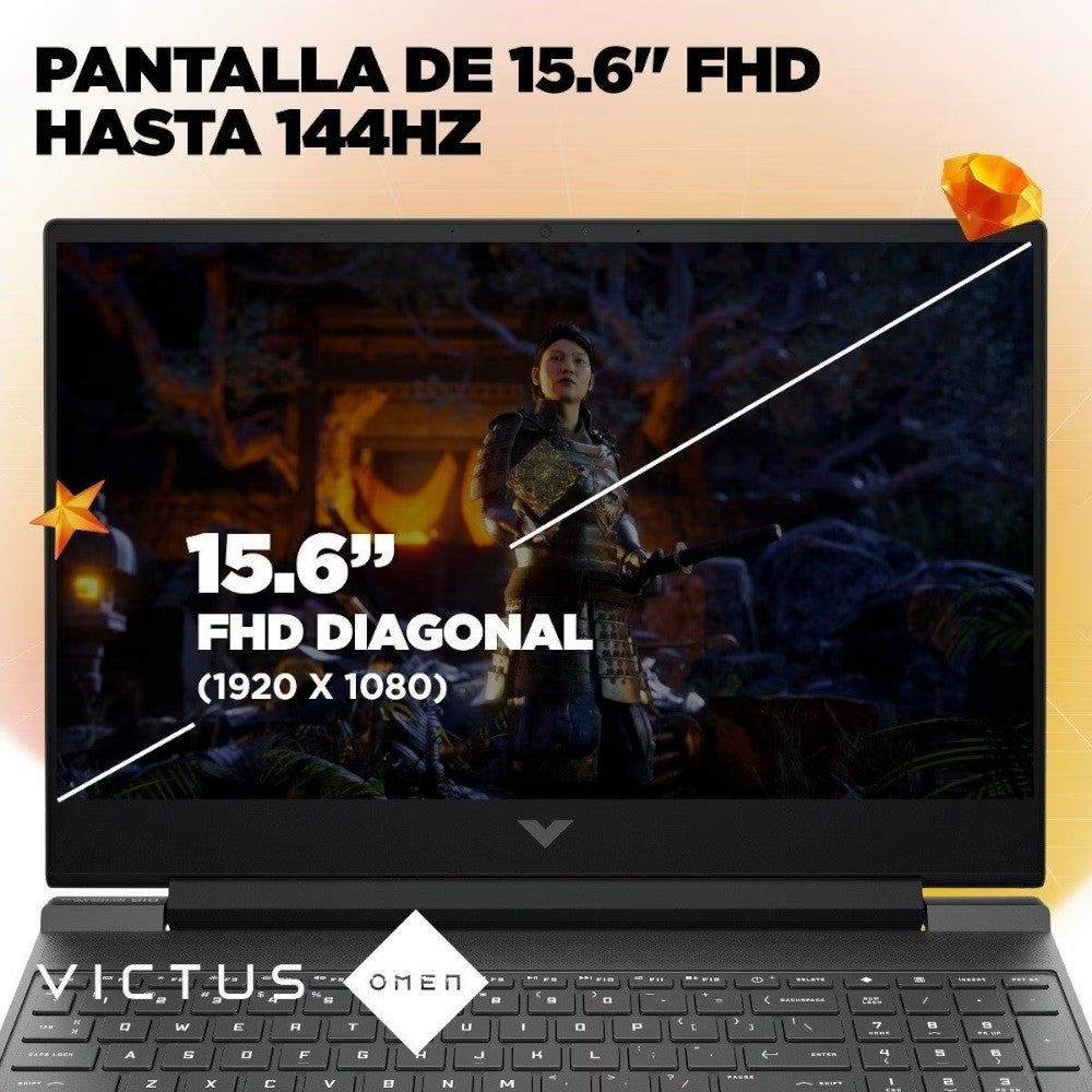Laptop HP Victus Gaming 15" – AMD Ryzen™ 5 / 8GB RAM / RTX™ 2050 / FHD / Mica Silver