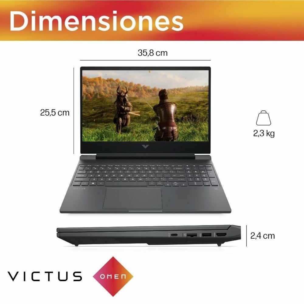 Laptop HP Victus Gaming 15" – AMD Ryzen™ 5 / 8GB RAM / RTX™ 2050 / FHD / Mica Silver