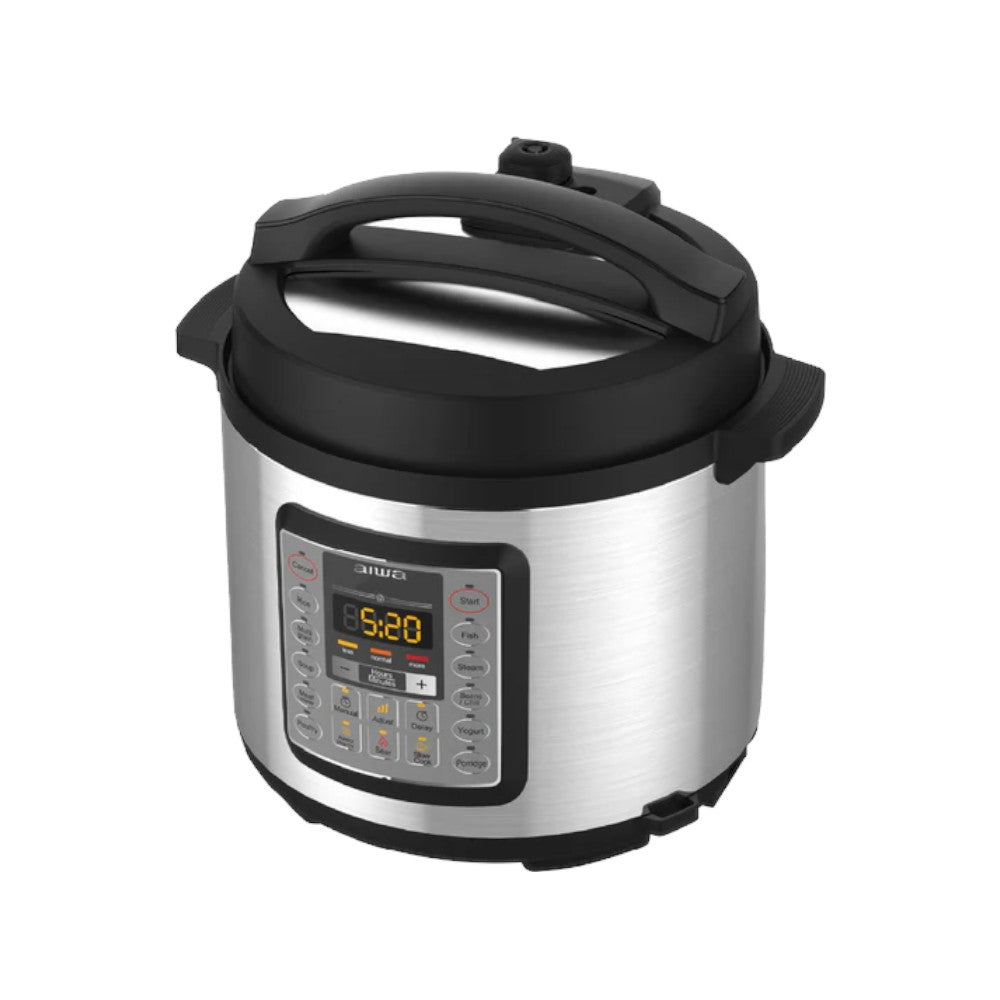 Olla de Presión y Multicooker Aiwa 6L | Negra | Acero Inoxidable