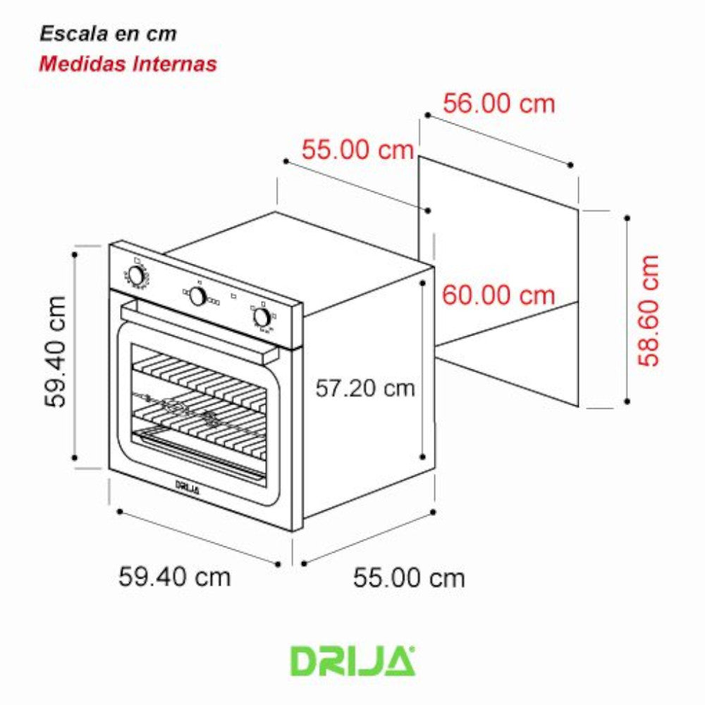 Horno A Gas Grill Europa 60 Drija de 72Lt / Multifuncional
