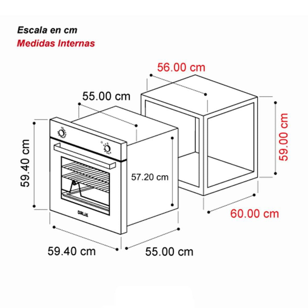 Horno a Gas Drija 72 L Acero Inoxidable de 60 cm