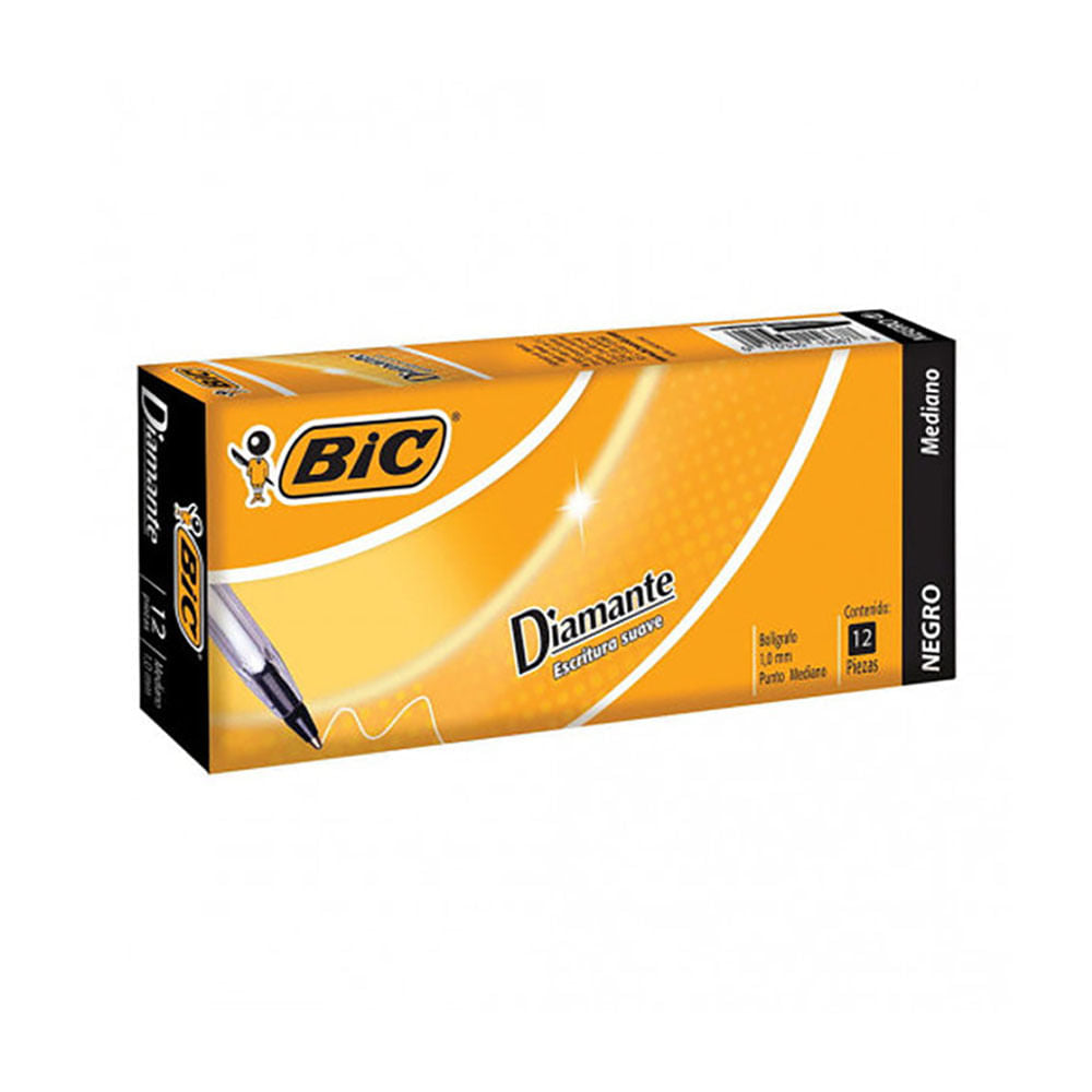 Bolígrafos Bic Diamante de 1.0 mm Negro de 12 Piezas