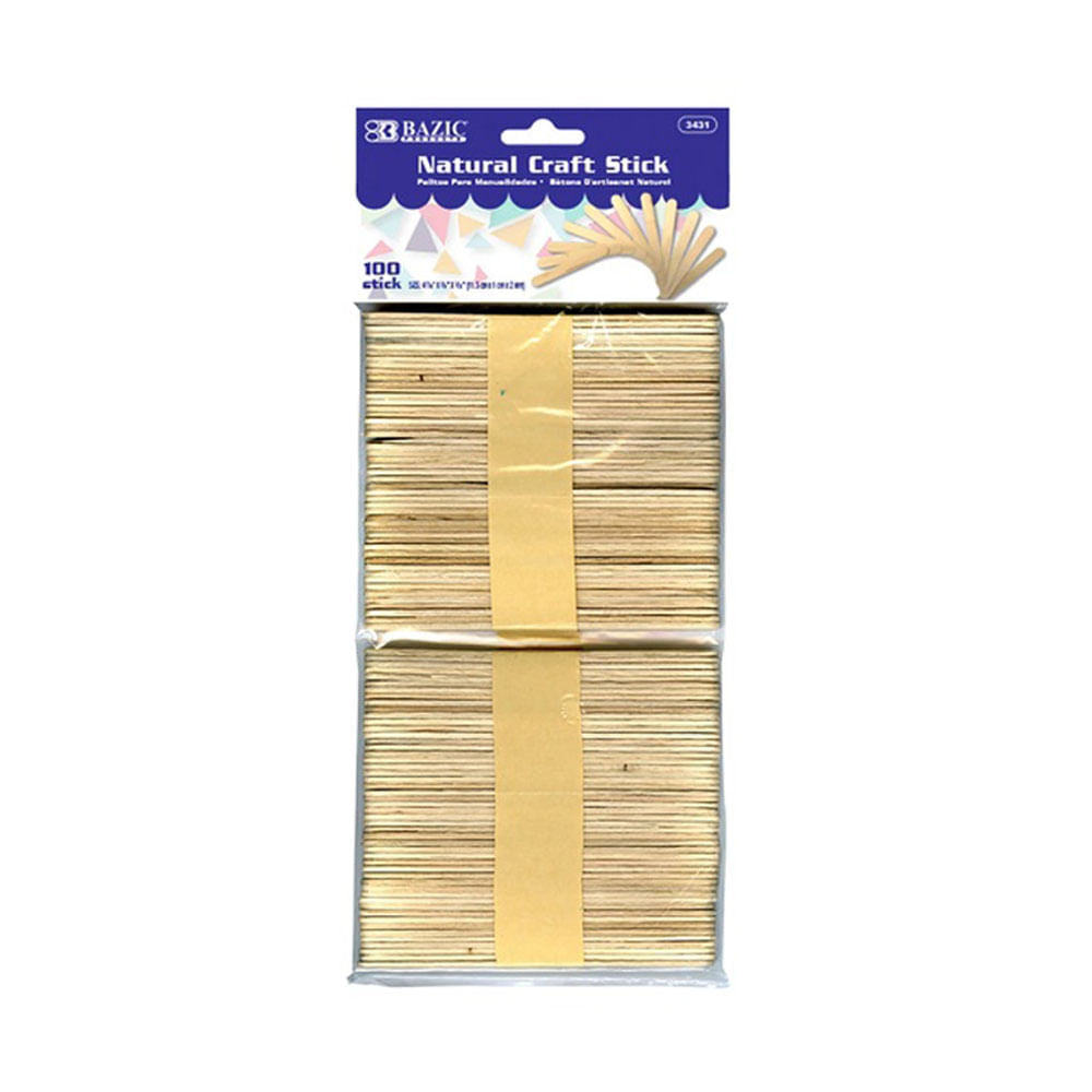 Palitos de Paleta Bazic Natural Craft 100 Piezas