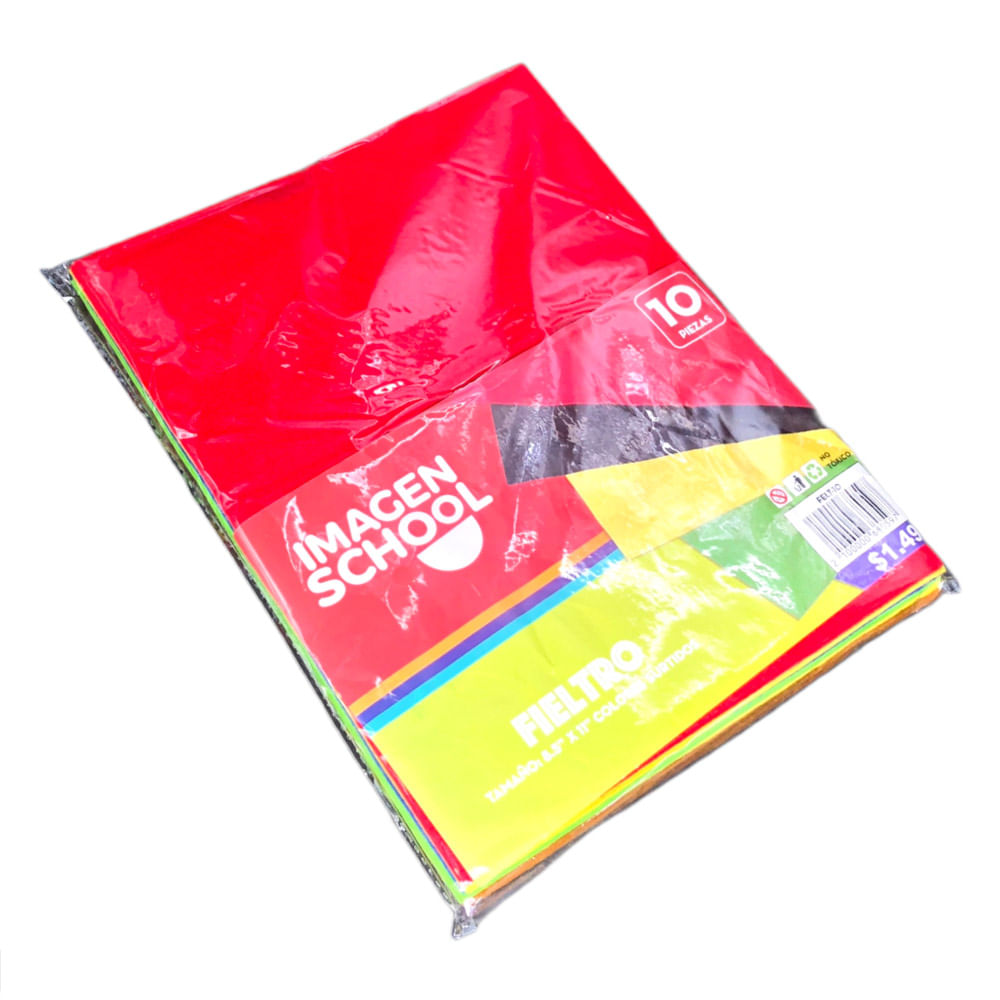 Fieltro de Colores Imagen School 22 cm x 28 cm 10 Piezas