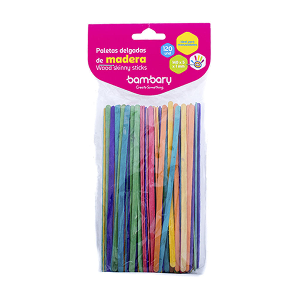 Palitos de Paleta Bambary de Colores 120 Piezas