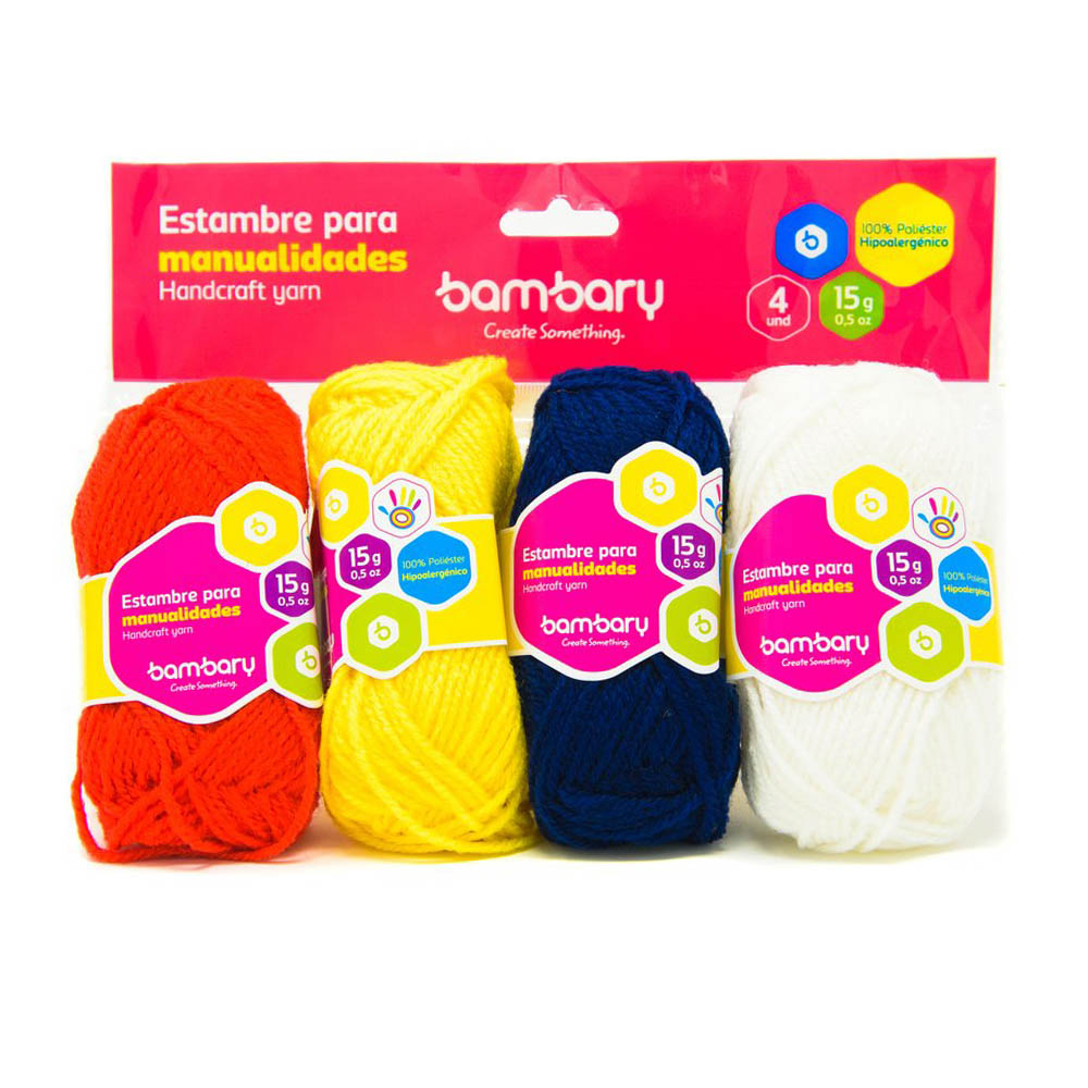 Madeja de Lana Bambary Colores Primarios 4 Piezas 15 g