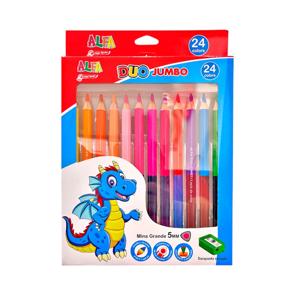 Lápices de Colores Triangular Alfa / 24 Colores / Jumbo