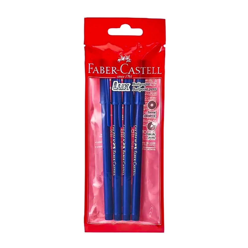 Bolígrafo Lux 034-M Faber Castell Estuche de 4 Piezas Azul