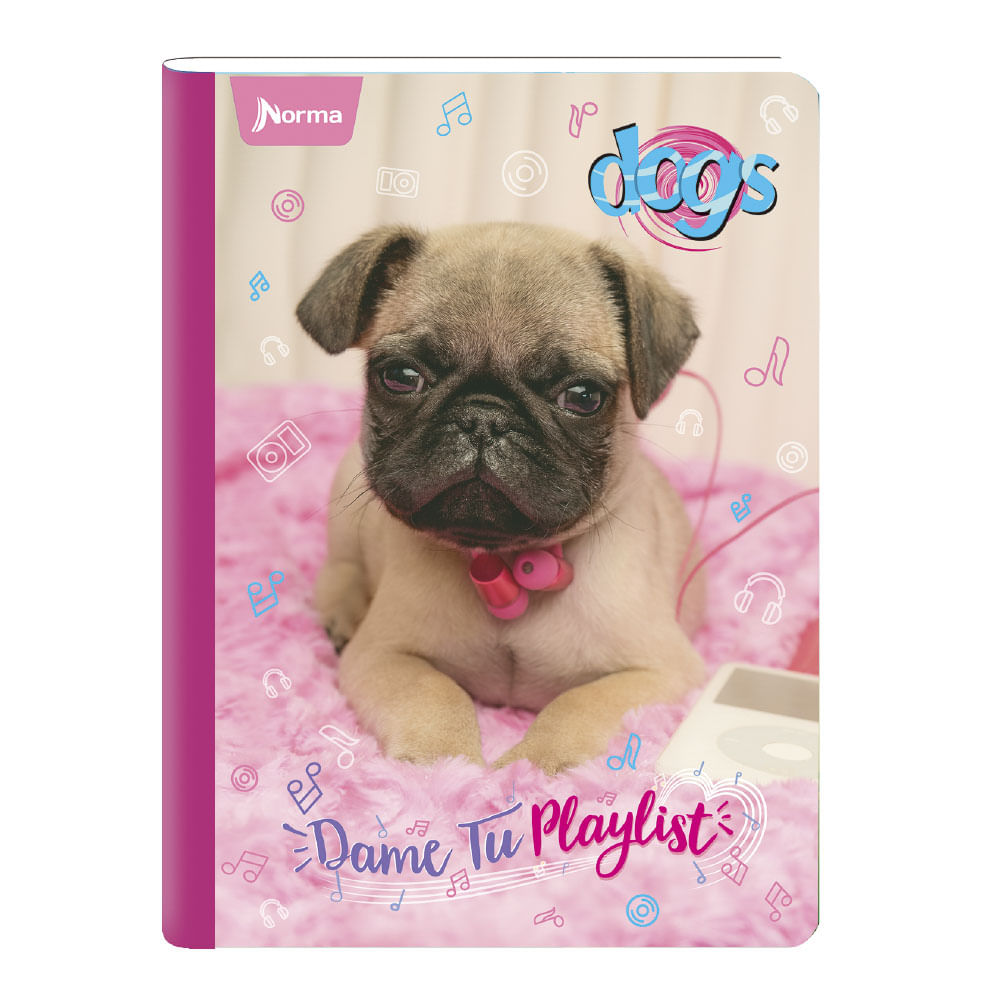 Cuaderno Cosido Mediano Raya Ancha Norma Dogs de 200 Páginas