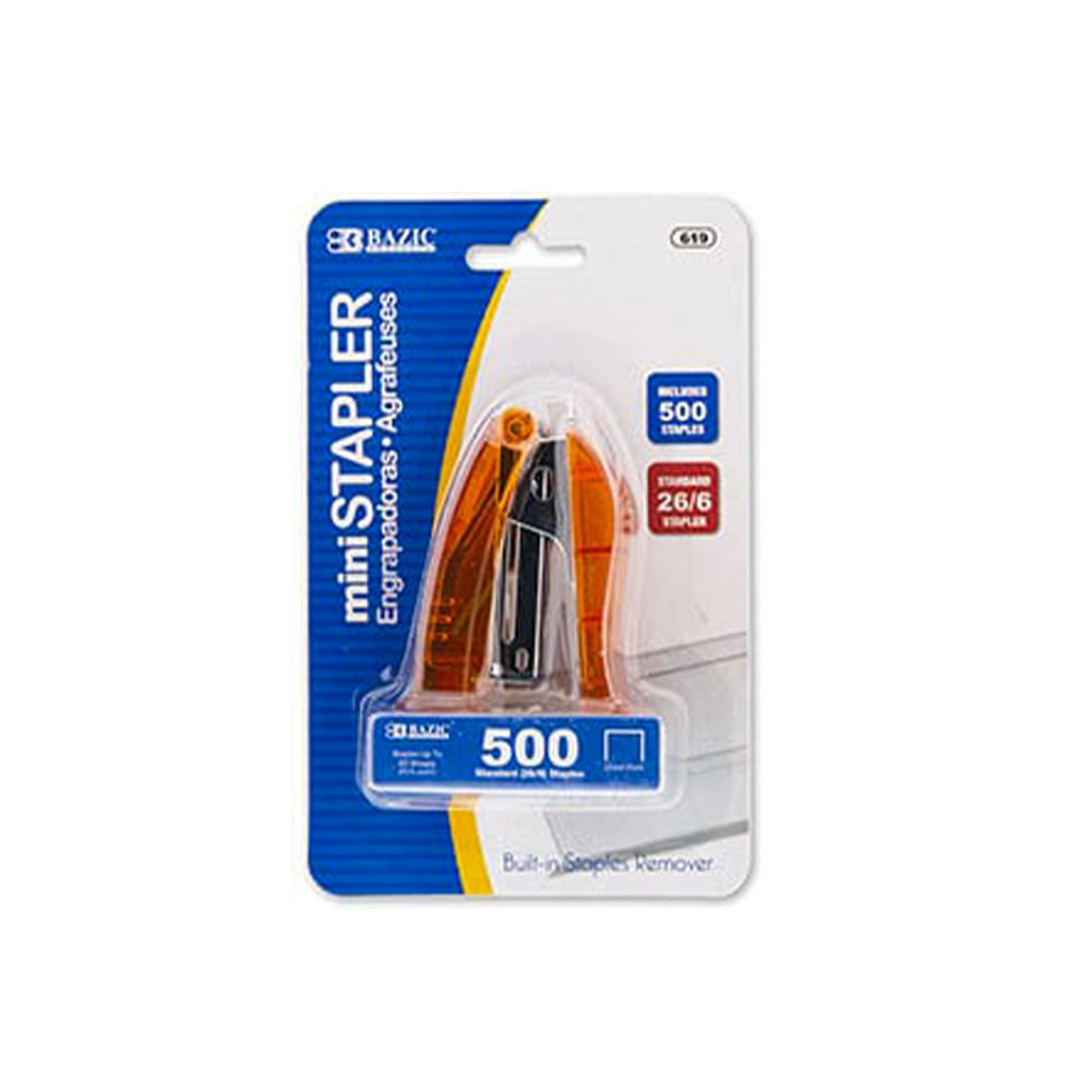Engrapadora Mini Bazic Con 500 Grapas - Surtido