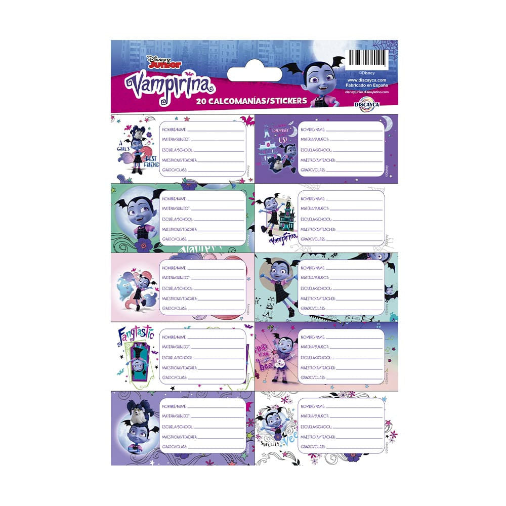 Etiquetas Escolares Vampirina de 20 Piezas