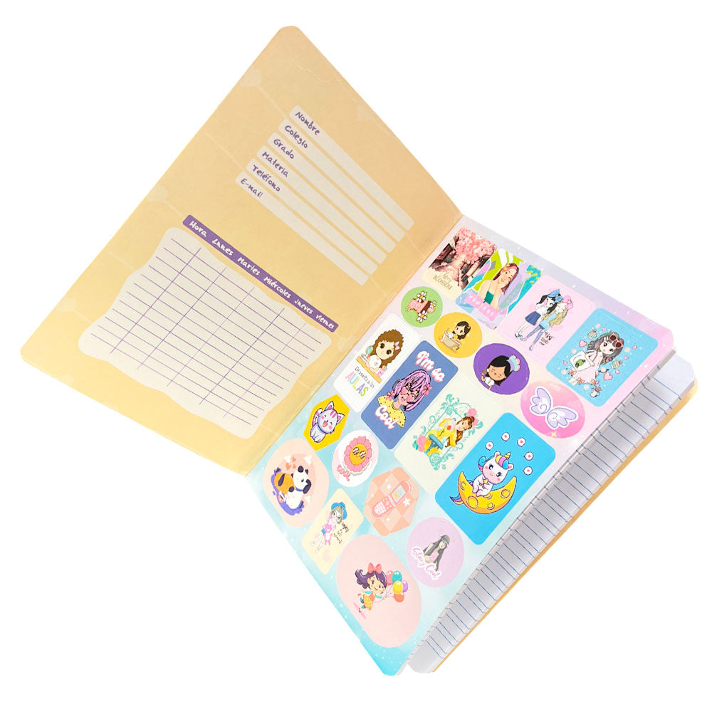 Cuaderno Cosido Grande Durable Para Niña / 200 Páginas / Doble Raya / Surtido