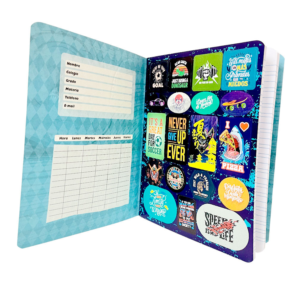 Cuaderno Cosido Grande Durable Para Niño / 200 Páginas / Doble Raya / Surtido